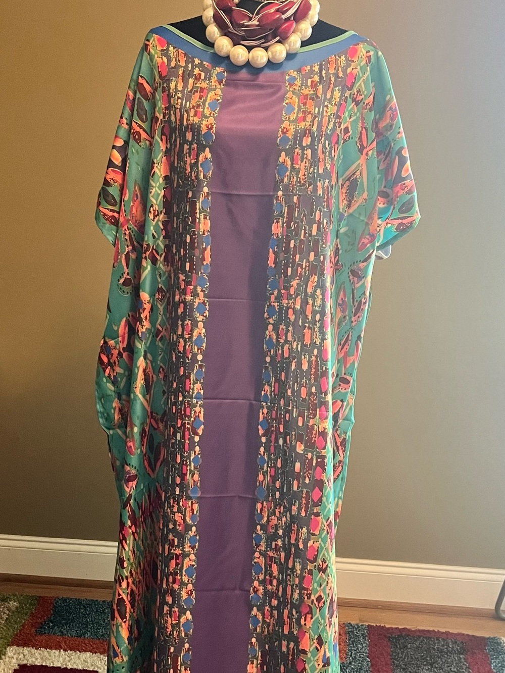Vibrant Multicolor Maxi Caftan Dress